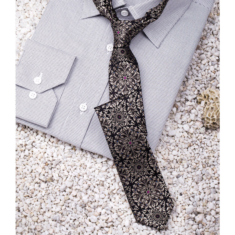 efancy韩版真丝5cm小领带男窄版个性复古时尚休闲正装男士领带