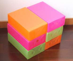 彩色女款水晶连体鞋盒透明鞋盒收纳盒抽屉塑料鞋盒特价