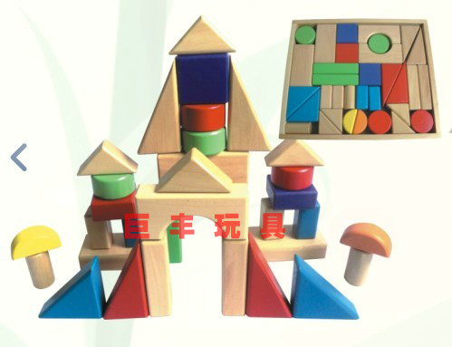 儿童益智积木 儿童早教木质积木 大型木质积木玩具 33件木质积木