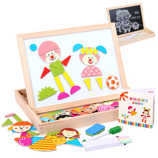 儿童磁性拼拼乐画板 多功能双面黑白板儿童益智玩具0-3-6岁