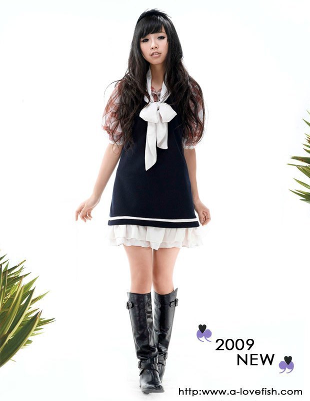 LOVEFISH NO.46 韩系09款时尚学院风高档气质背心裙 2件包邮