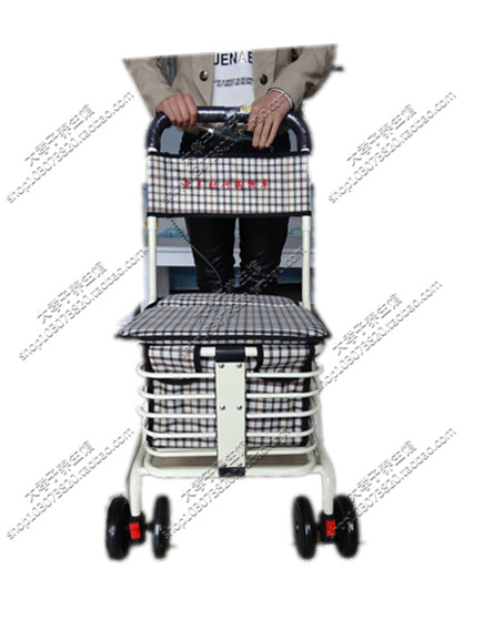 老年购物车 老人手推车买菜车 拐杖折叠轻便助步助行器可坐折叠