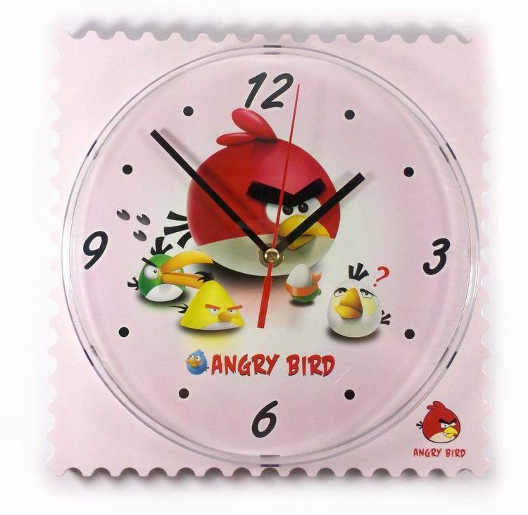 静音愤怒的小鸟A儿童邮票挂钟时钟钟表简约时尚创意田园客厅