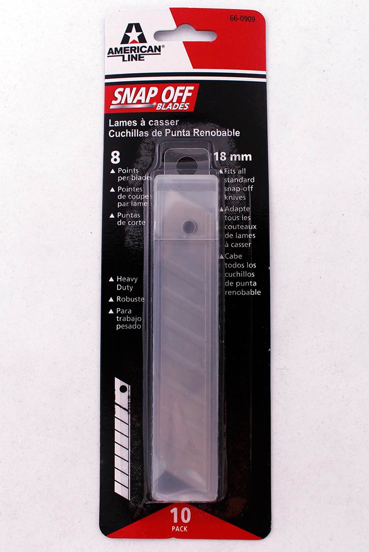 ASR 高碳钢进口美工刀片 加强型8节18毫米 裁纸刀  壁纸刀片