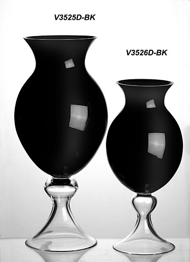 欧式古典黑色玻璃花瓶透明底座客厅餐桌摆件插花器皿酒店样板房