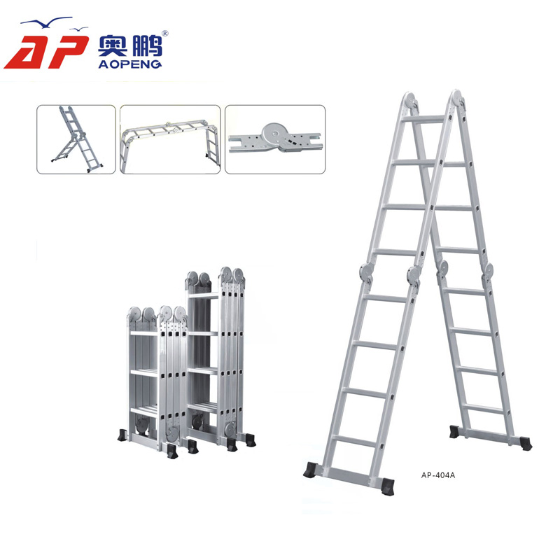 奥鹏402A-405A铝合金梯子工程梯折叠梯子多功能关节梯直梯加厚