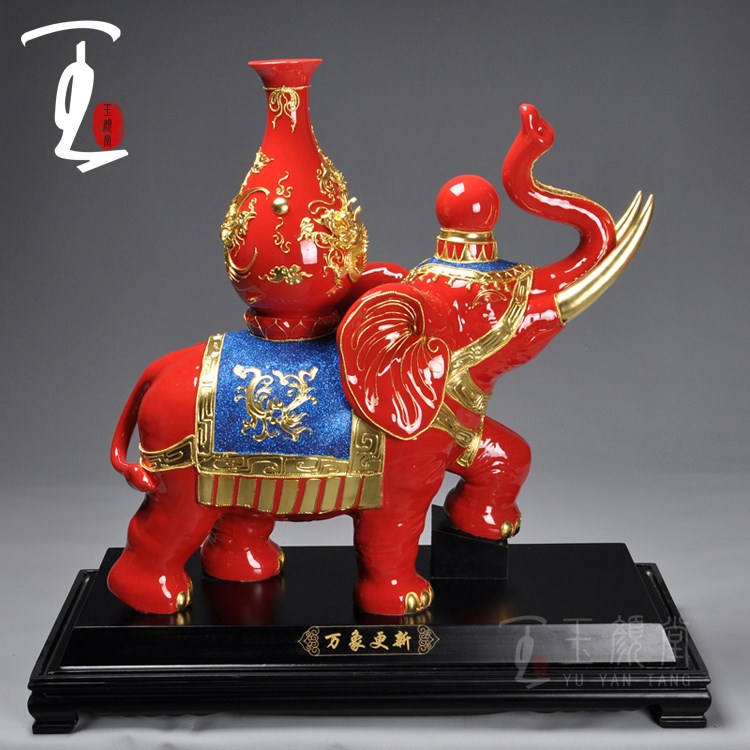 德化瓷器花瓶 商务庆典家居摆设 高档礼品 漆线雕 万象更新中国红