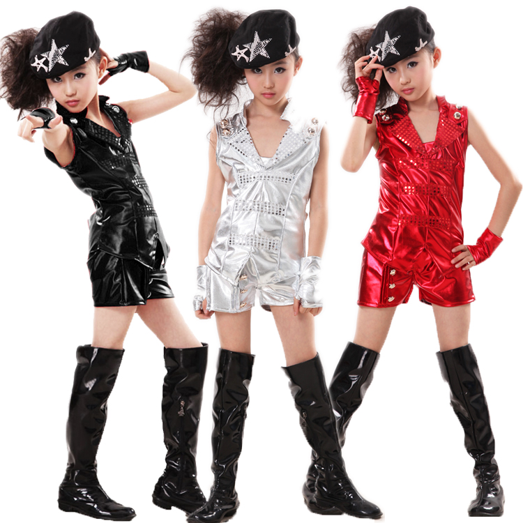 儿童演出服装女童舞蹈服装幼儿现代骑马舞爵士舞服装演出服装弹力