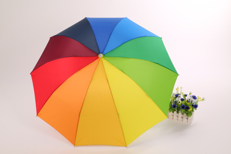 成人折叠10骨彩虹伞加大三折折叠晴雨晴雨兼用创意雨伞防晒遮阳伞
