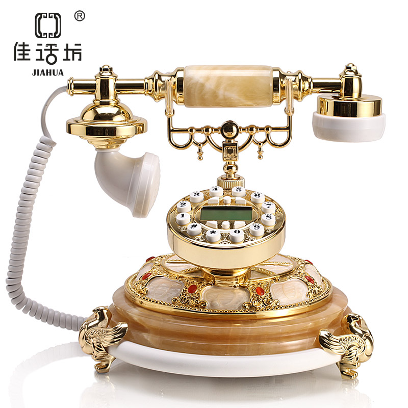 佳话坊仿古电话机欧式电话机天然玉石高档创意座机复古电话机