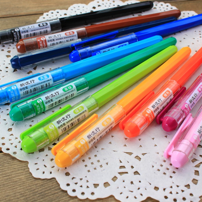 晨光文具韩国中性笔多色水笔超细笔芯0.38mm针管中性笔涂鸦笔特价