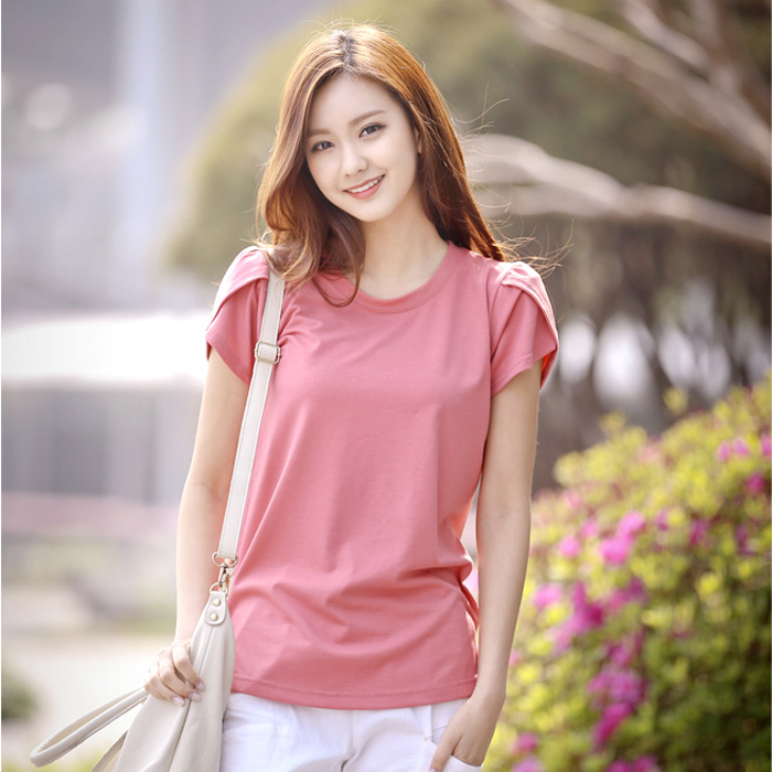 2015夏装韩版修身纯色纯棉打底衫圆领宽松大码短袖女T恤上衣