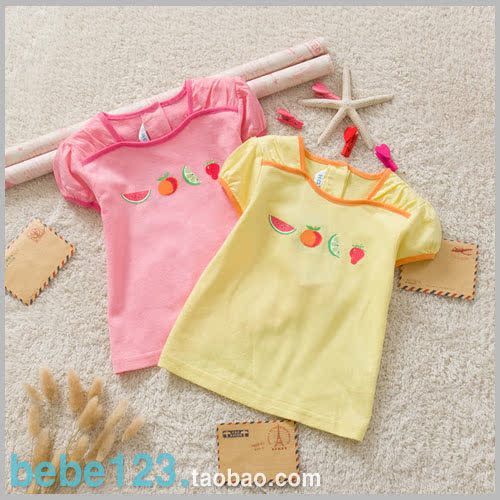 韩国进口 宝宝短袖T恤夏纯棉女童婴儿休闲T恤儿童打底衫薄棉上衣