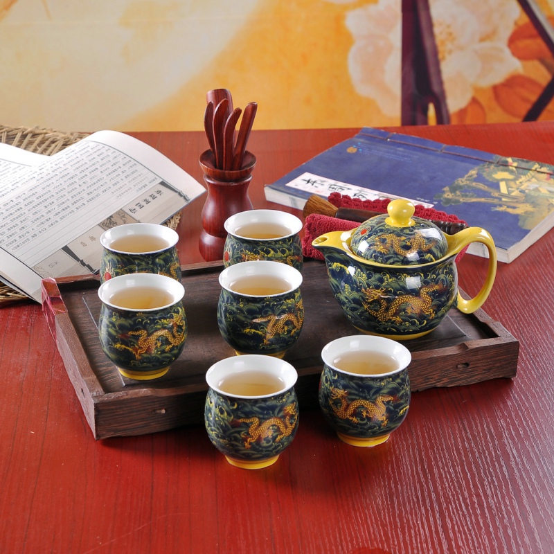 景德镇陶瓷 整套茶具套装 双层隔热茶杯茶壶功夫茶具套装特价折扣优惠信息