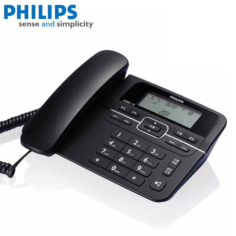 飞利浦CORD118电话机座机免电池来电显示家用办公座式免提通话