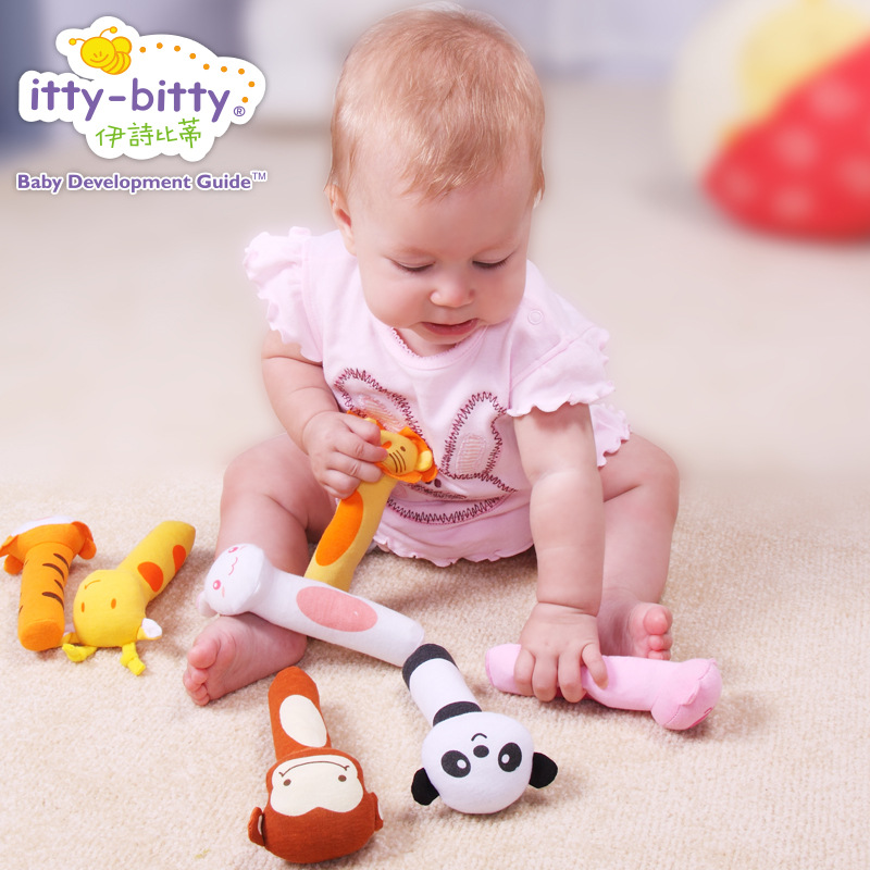 伊诗比蒂新生婴儿宝宝bibi器棒动物手偶摇铃练习抓握锻炼听觉玩具