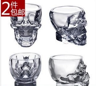 骷髅头骨酒杯 水杯水晶骷髅啤酒杯个性酒吧创意双层透明玻璃杯