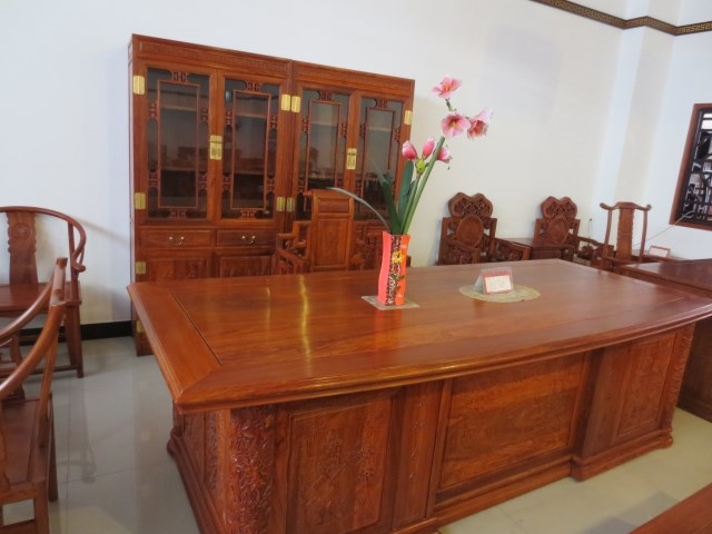 非洲花梨 红木 实木组合 书柜 书桌 2.8米 弧形书桌 办公室家具