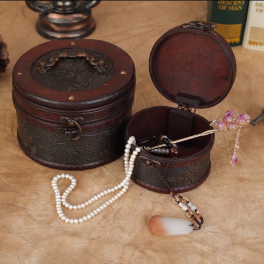创意中式复古首饰珠宝收纳盒 仿古桌面储物盒茶饼盒古装拍摄道具折扣优惠信息
