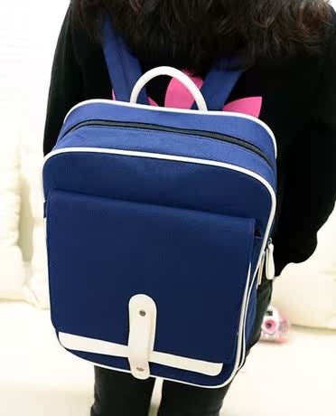韩版2014日式简约帆布包纯色双肩包 女 潮男学生书包后背包休闲包