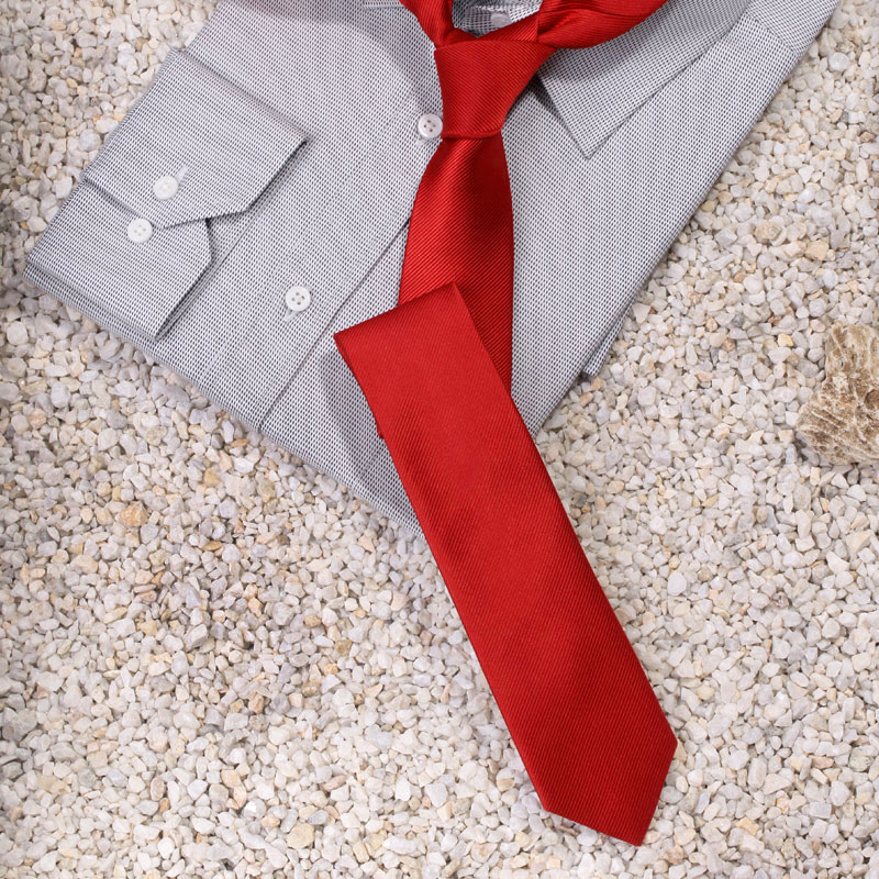 efancy韩版6cm红色真丝领带男窄版结婚新郎领带宴会男士领带