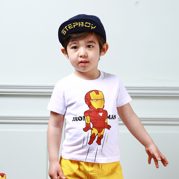 男童短袖T恤 宝宝夏装2016新款卡通纯棉条纹韩版童装 儿童打底衫