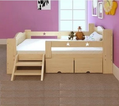 特价 儿童床 婴儿床 儿童实木床带护栏抽屉 单人床 松木床 公主折扣优惠信息