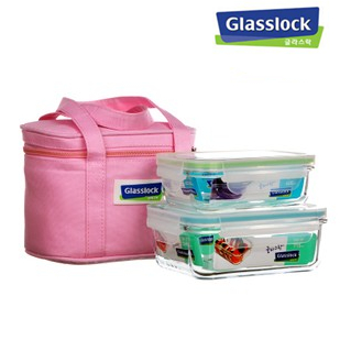 韩国三光云彩GLASSLOCK玻璃保鲜盒饭盒微波炉保温袋女生套装GL18B