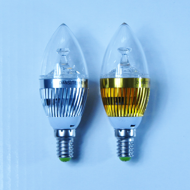 LED蜡烛灯拉 尖泡灯 E14小螺口节能灯3W水晶灯 3*1W照明光源