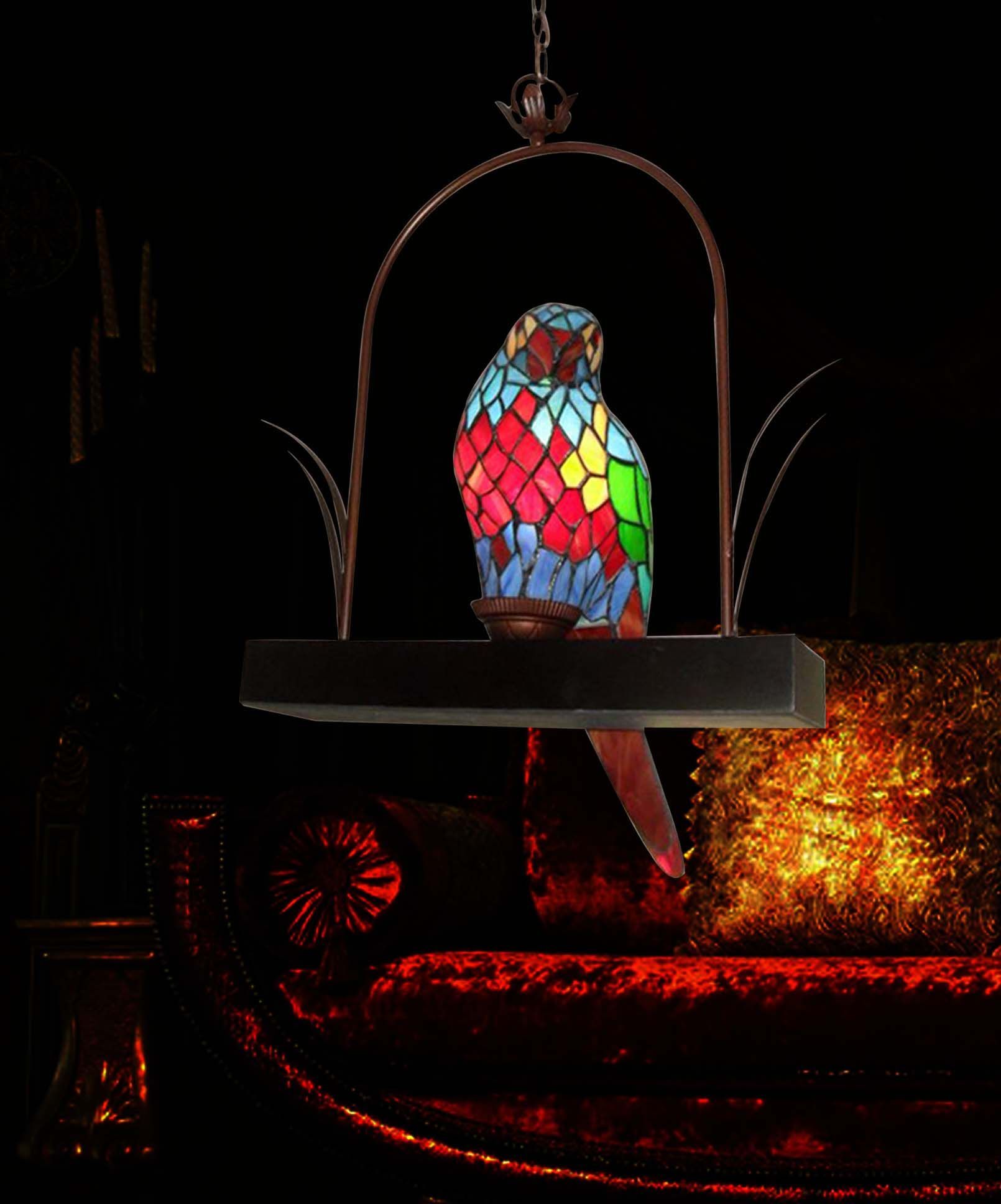 热销蒂凡尼吊灯欧式鹦鹉过道阳台灯儿童房艺术折扣优惠信息