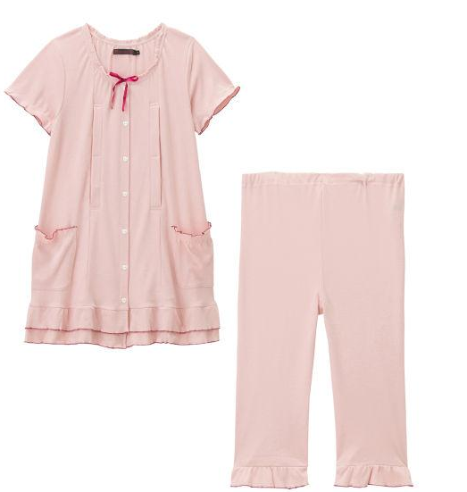 日本代购 孕妇睡衣套装 夏季短袖7分裤产后月子服 哺乳喂奶睡衣