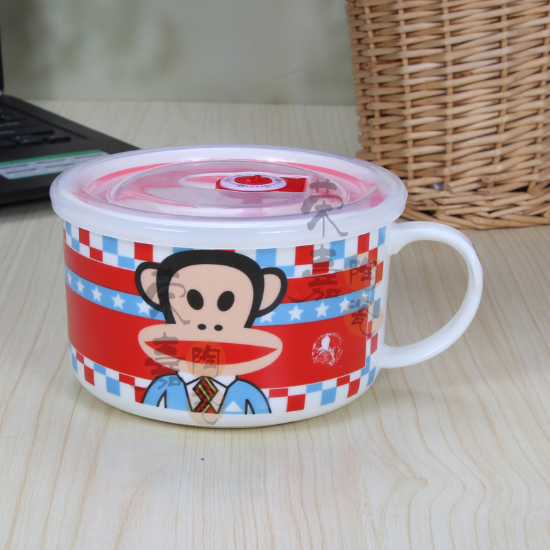 嘻哈猴 韩式创意卡通陶瓷泡面碗 泡面杯包邮