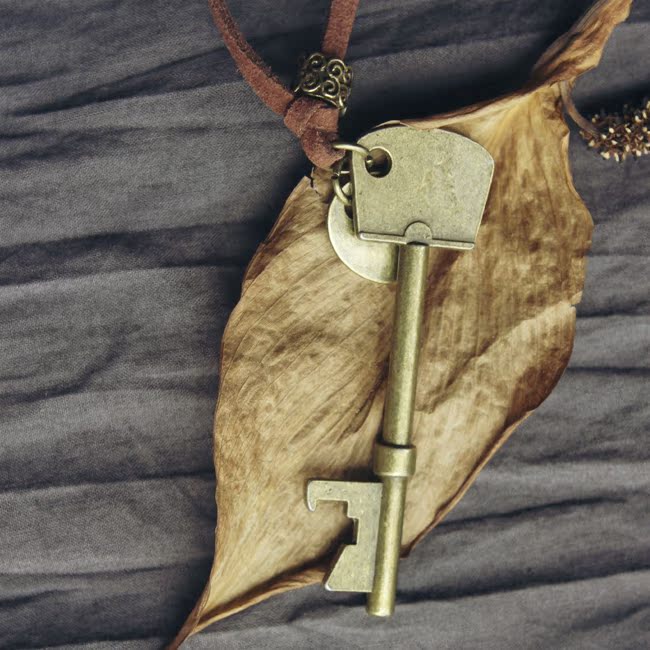 「棉麻嘛-藏宝密钥」原创复古民族风钥匙长短款可调节毛衣链项链