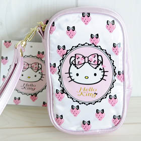 韩国代购进口正品HELLO KITTY 白色粉草莓手机包>>手机保护套