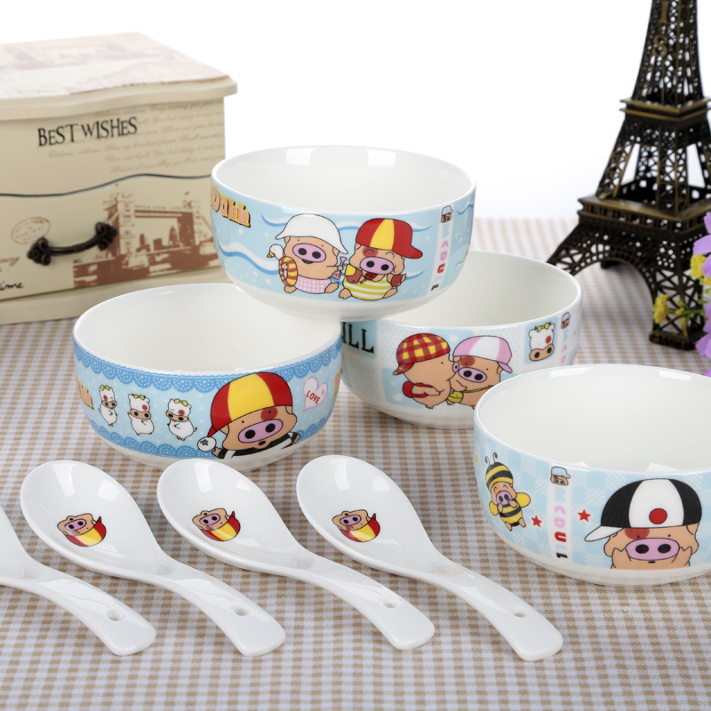 麦兜 创意卡通陶瓷餐具套装 儿童餐具 4碗4勺4筷子折扣优惠信息