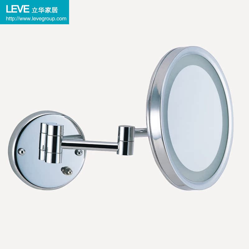 LEVE 全铜8.5寸圆形LED浴室镜 化妆镜 梳妆美容镜 壁挂伸缩放大