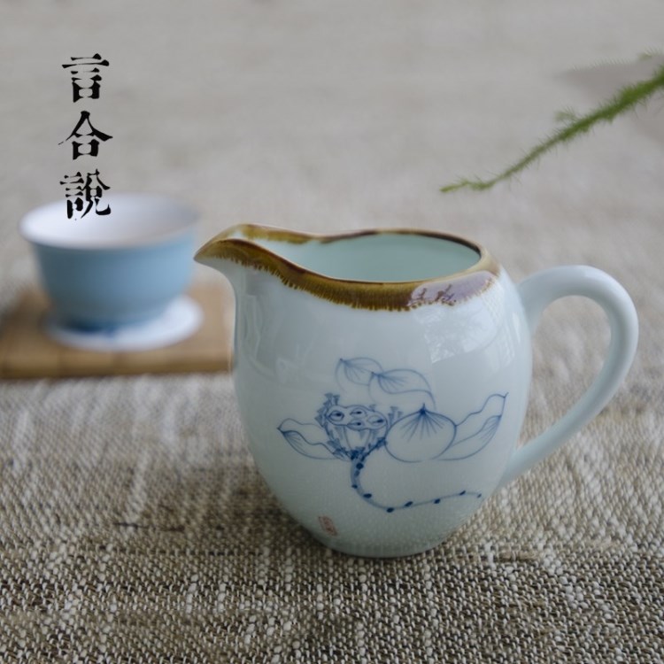 【言合说】景德镇陶瓷青花手绘公杯 茶海功夫茶具 茶碗茶杯公道杯