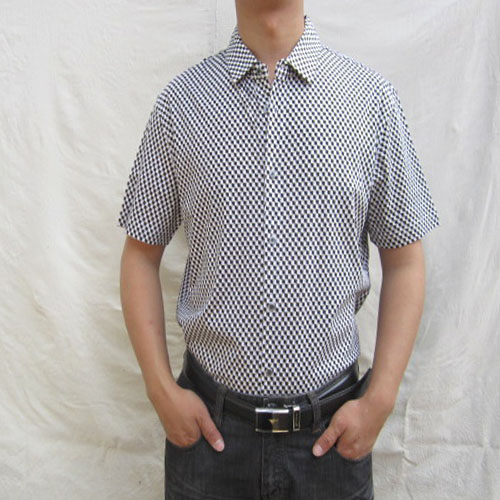 迪芬奇男士衬衫P2009  2014夏季新款 纯棉双丝光棉 短袖衬衣