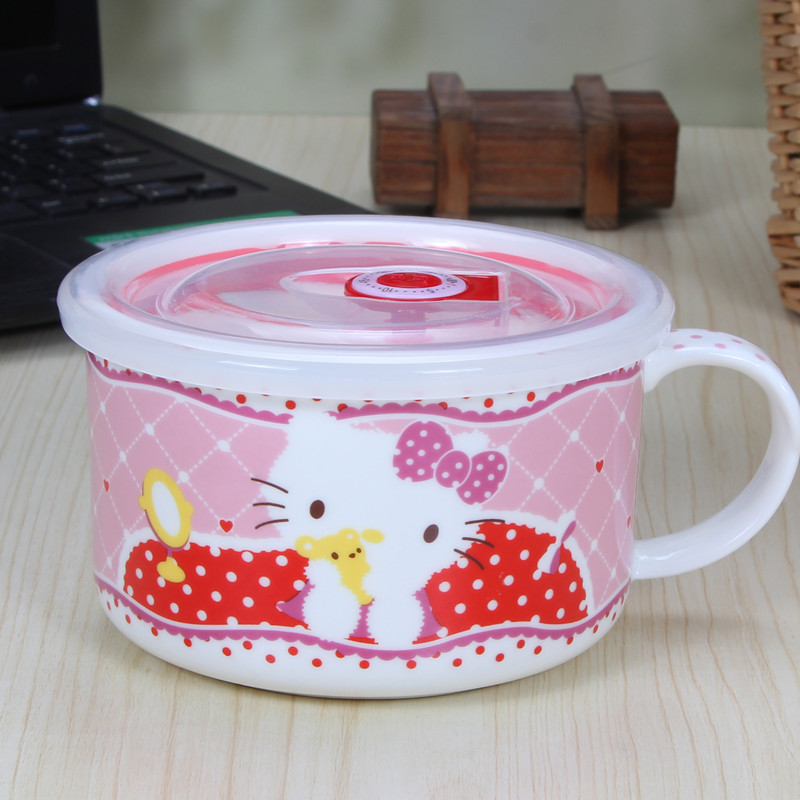 hello kitty韩式创意卡通陶瓷泡面碗 泡面杯包邮折扣优惠信息