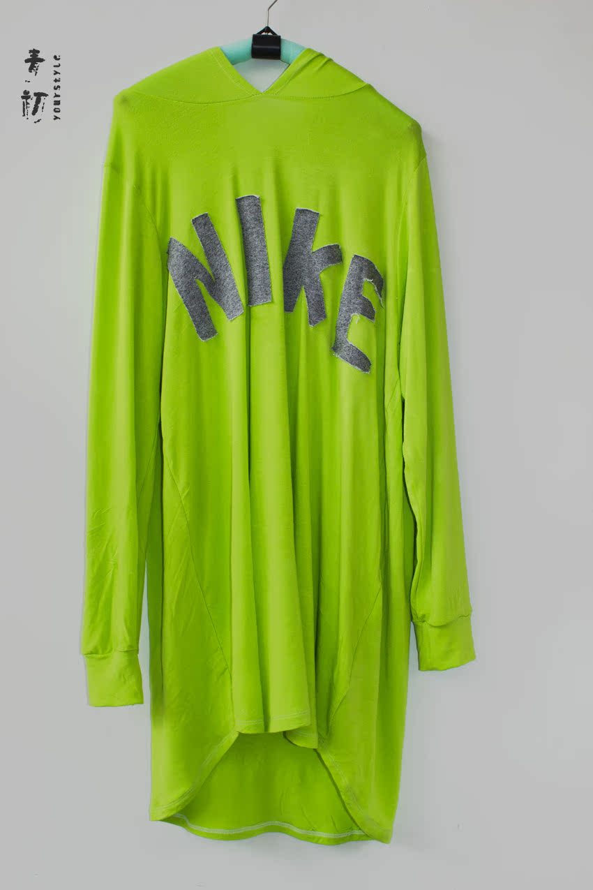 2014新款春夏装荧光绿女士纯棉宽松大垂度休闲时尚色流行色T恤