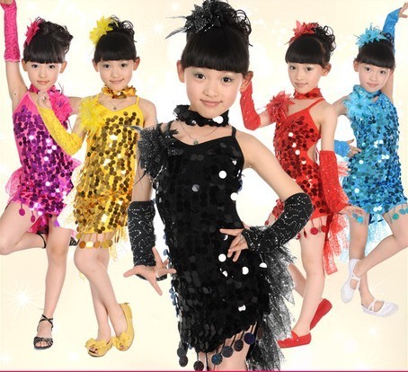 拉丁舞演出服女童拉丁舞裙儿童舞蹈服装幼儿练功服比赛服表演服装