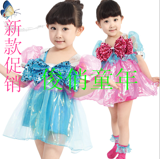 儿童舞蹈裙蝴蝶结纱裙装 幼儿园女童表演服装 舞蹈服装新款公主裙