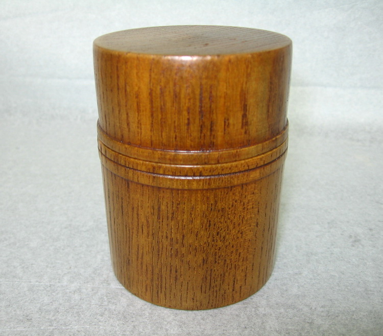 日本木制手工茶具木礼盒旅行便携mini密封创意普洱茶叶罐木纹起线