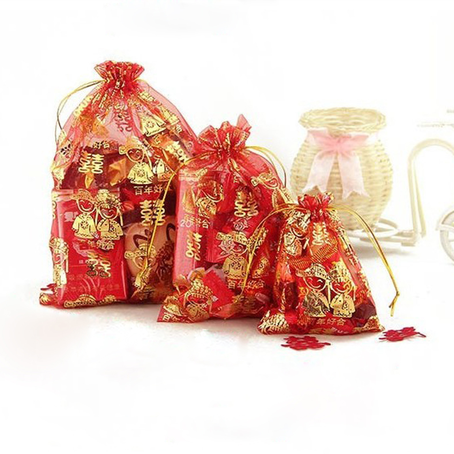 中号礼品袋婚庆糖袋创意喜糖袋批发喜糖袋百年好合纱袋喜糖盒子折扣优惠信息