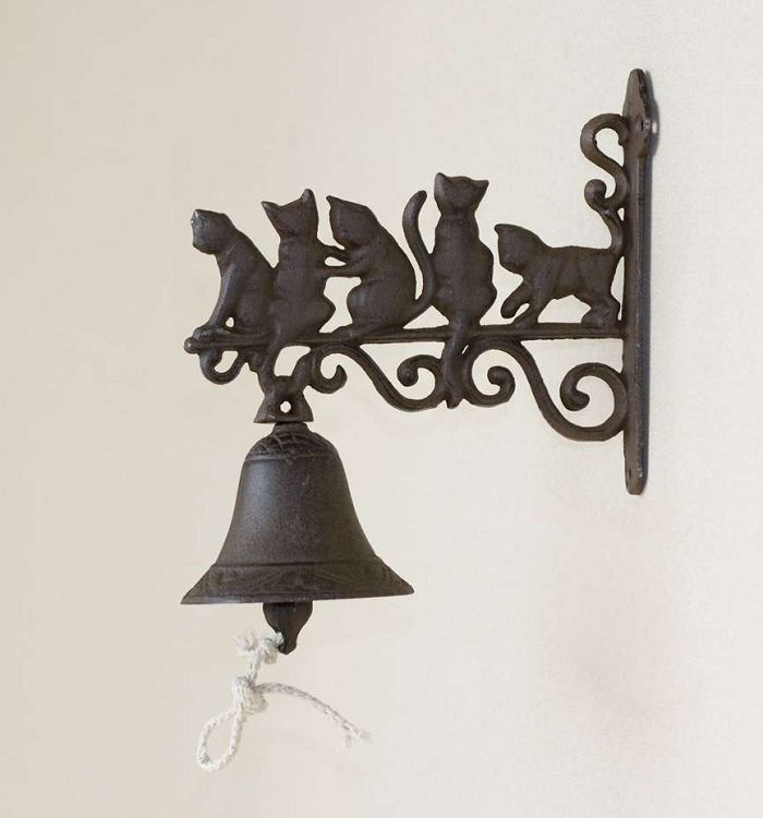 庭院装饰铸铁工艺品欧式铁艺铃铛手摇门铃五猫墙壁装饰壁挂壁饰