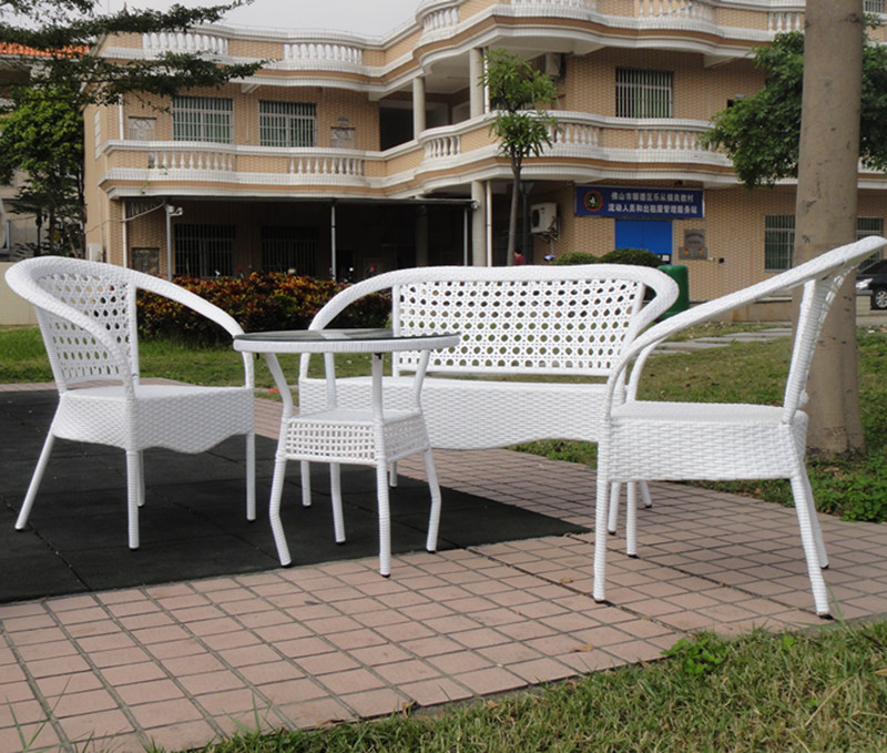 户外藤沙发组合PE花园简约阳台室内外休闲桌椅时尚白色特价直销