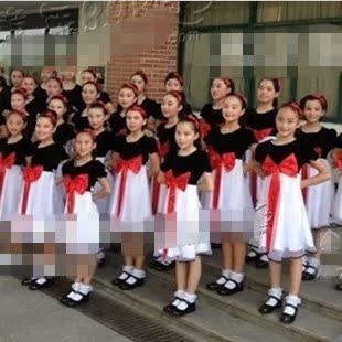 儿童表演服大合唱服装演出服小学生中学生女同合唱黑白色艺术节