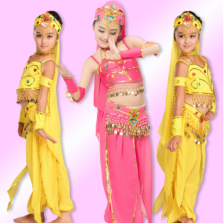 新疆舞蹈服装儿童印度舞蹈服女童肚皮舞蹈服装幼儿园舞台表演服装折扣优惠信息