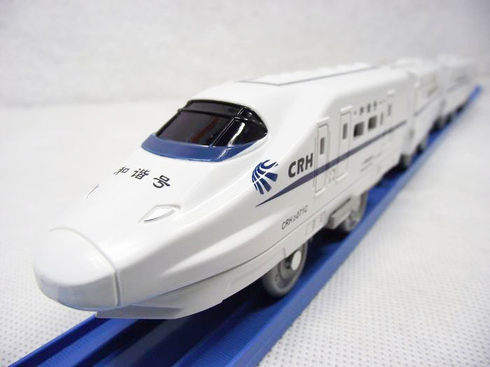 高铁CRH2和谐号动车组托马斯电动轨道玩具小火车模型4节套装