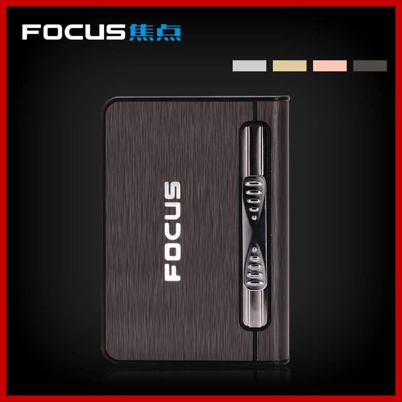 focus焦点创意烟盒防风打火机自动烟盒 一体式超薄10支装正品烟盒折扣优惠信息